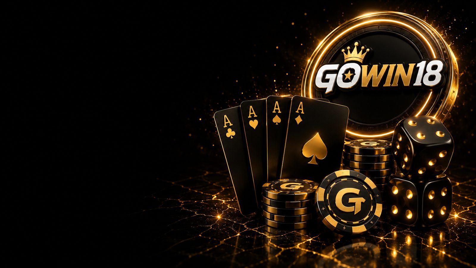 GOWIN18 AU — casino cards, chips and dice